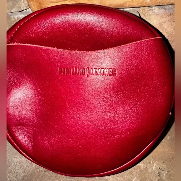 Portland Leather Round Crossbody Bag - Deep Red - Picture 2 of 4